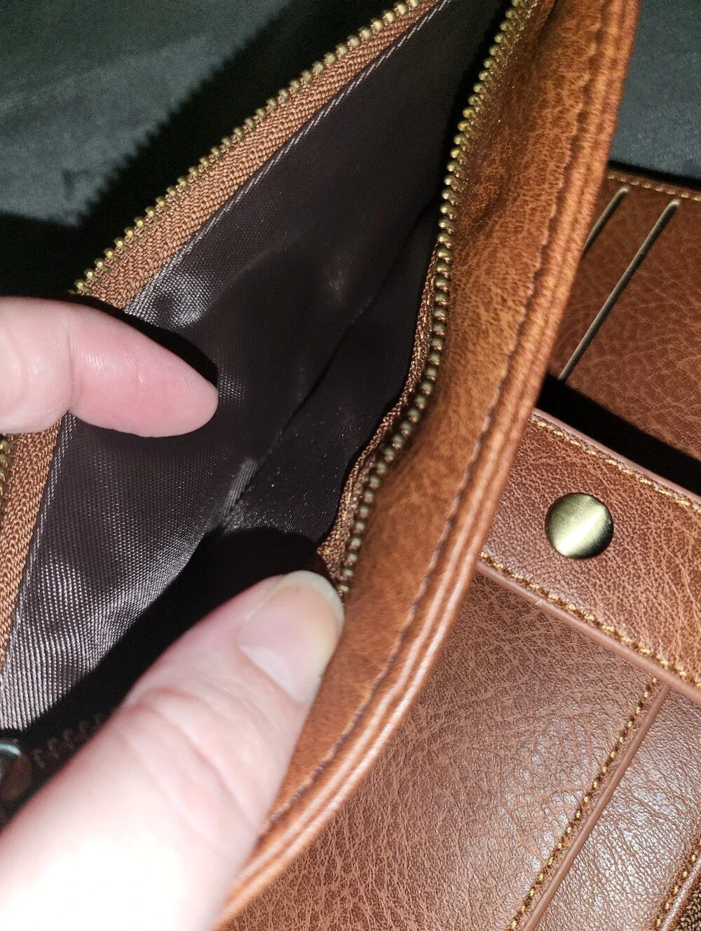 Black and Brown Leather Zip Wallet - Classic Organizer